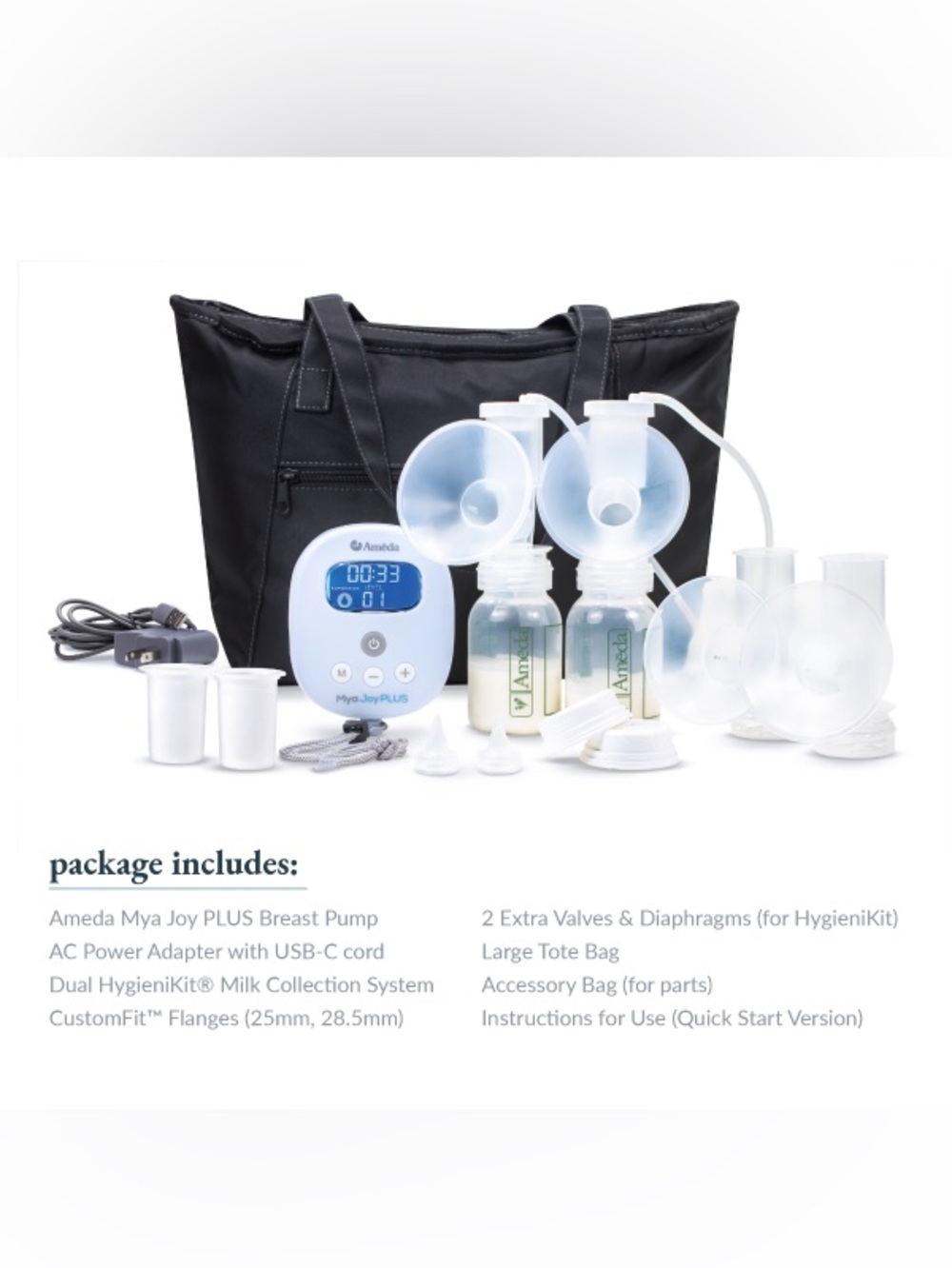 Ameda Mya Joy PLUS Double Electric Breast Pump NEVER USED